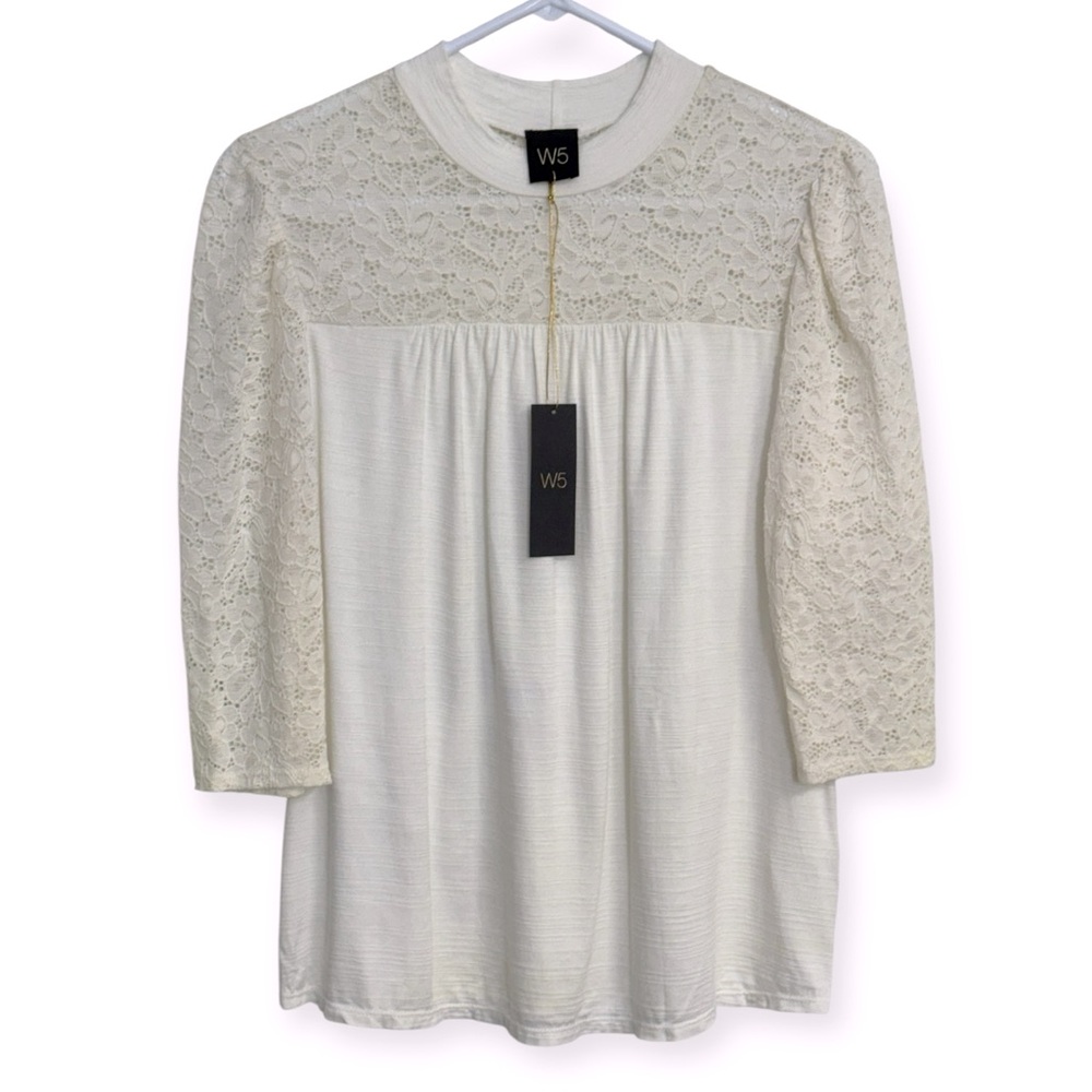 Anthropologie W5 Elegant Lace Women's Top - Cream‎ Size M